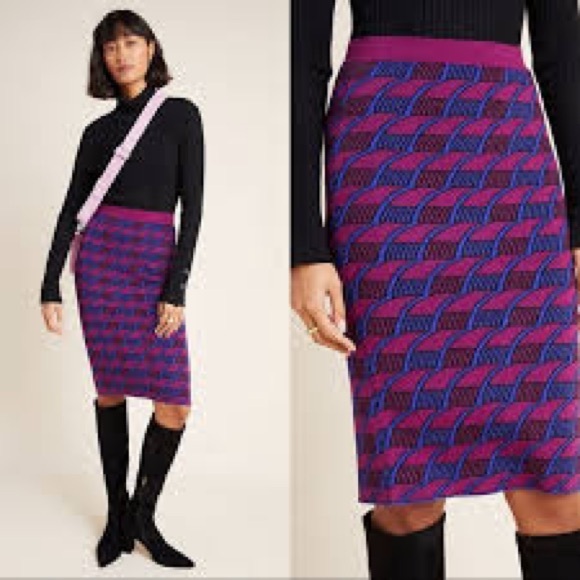 Anthropologie Dresses & Skirts - Anthropologie Purple and Blue Geometric Pencil Skirt
